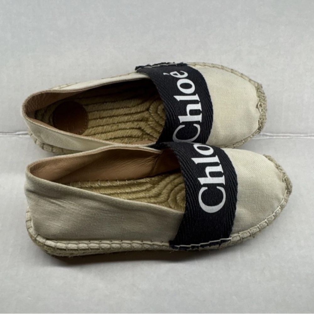 Chloe Canvas Espadrilles in Beige and Tan